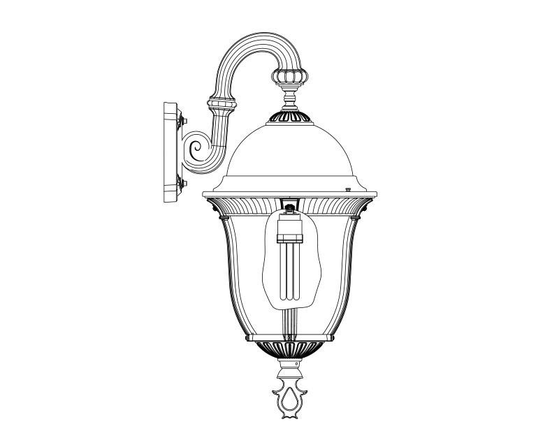 Milano, Large Fluorescent, aluminum, Wall Mount, Clear glass, (1) 42W CFL, 120V